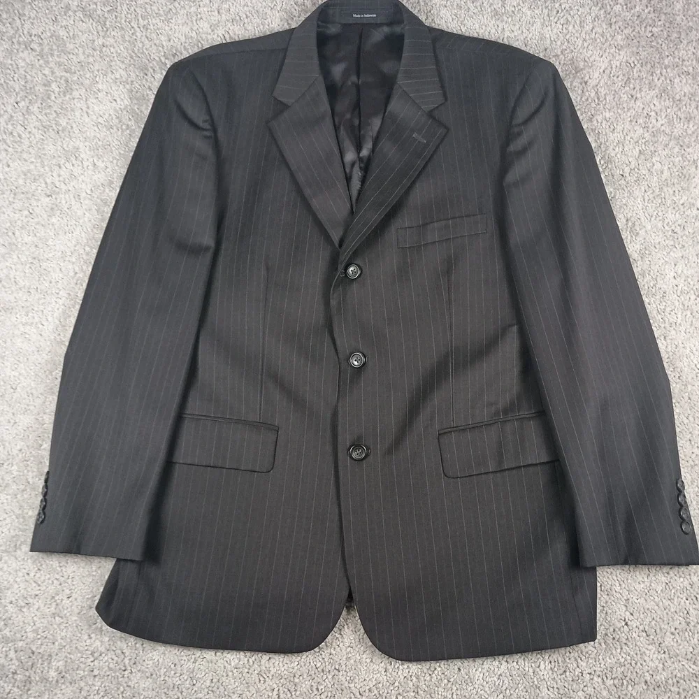 Pronto Uomo Blazer 42 Short Mens Charcoal Grey Pinstripe 100% Woo